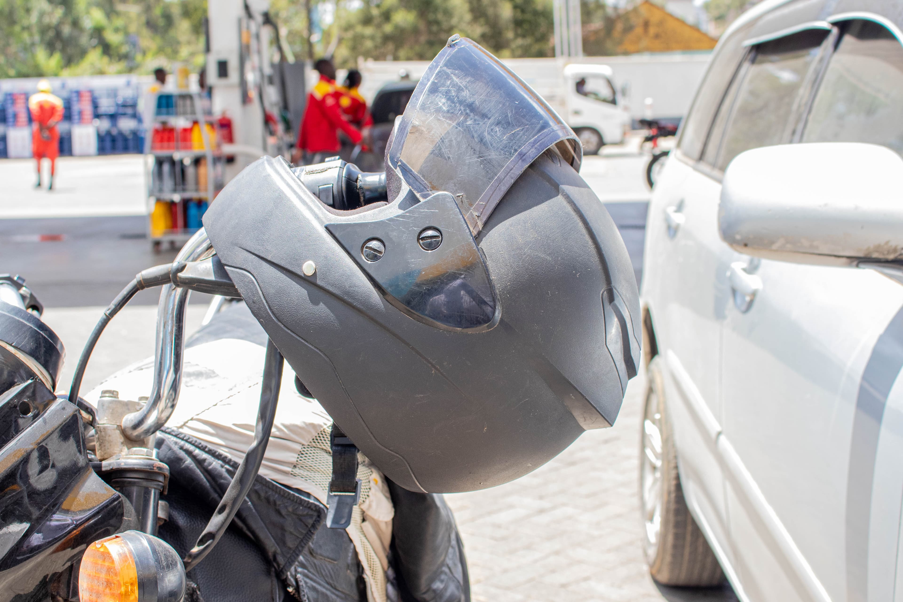 Helmet Hub at a petrol station